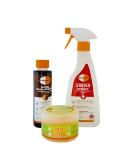 Renuwell Swiss Reiniger mit Holzbutter und Möbel Regenerator
